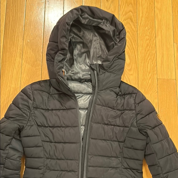 Save The Duck Black Quilted Hooded Long Puffer Jacket Womens Size Small - Picture 4 of 12